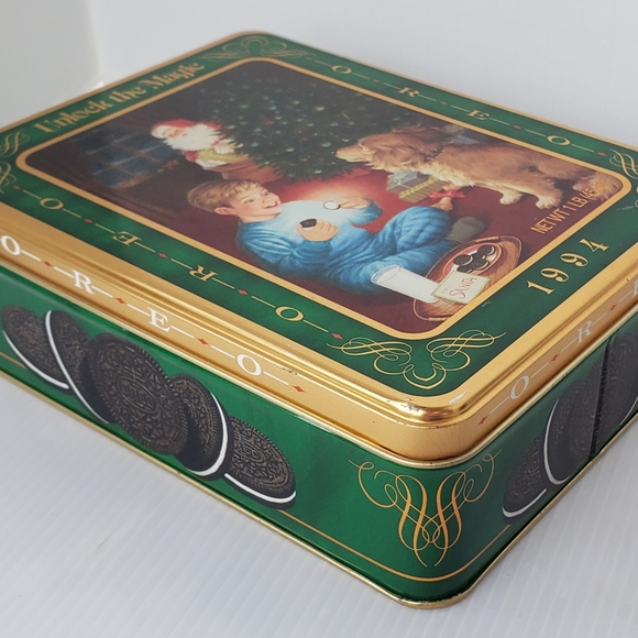 VTG Christmas Tin Box Only Oreo Cookie 1996 Snowman 1994 Santa Holiday Lot Of 2 - Picture 4 of 11